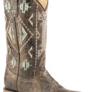 Roper Ladies Out West Square Toe Brown Boots