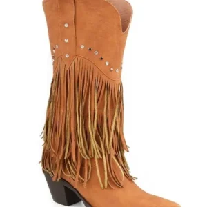 Roper Ladies Snip Toe 12in Fringe Brown Boots