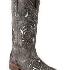 Roper Ladies Square Toe Metallic Silver Boots