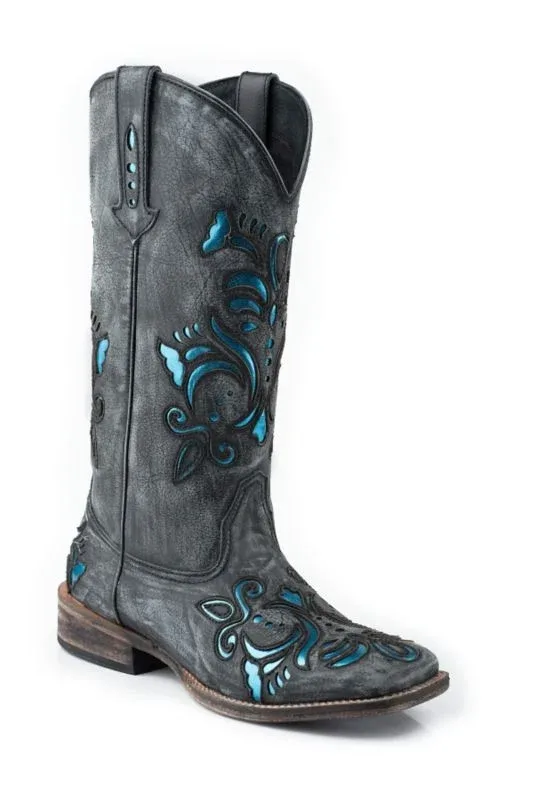 Roper Ladies Square Toe Metallic Silver Boots - Image 2
