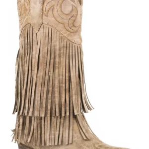 Roper Ladies Tan Smooth Fringe Boots