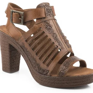 Roper Ladies Tooled Strappy 3-1/2" Sandals