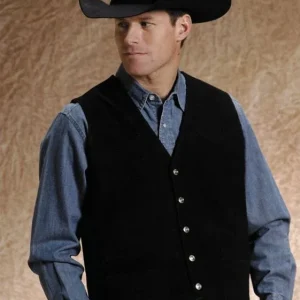 Roper Mens Big Man Suede Vest XXXXL Black