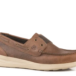 Roper Mens Brown Oiled Leather Slip-On Shoes