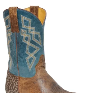 Roper Mens Embossed Bull Heel Square Toe Leather Boots