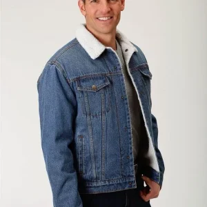 Roper Mens Rangegear Sherpa Jean Jacket LG Blue