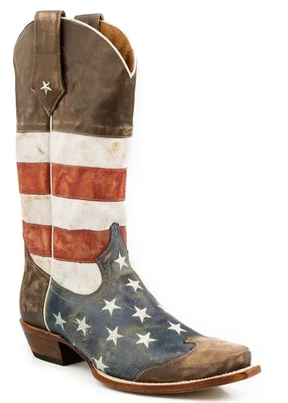Roper Mens Snip Toe American Flag Boot