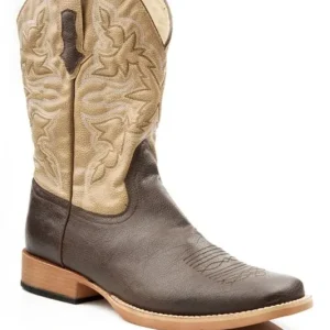 Roper Mens Sq Toe 11in Faux Leather Brn Boots