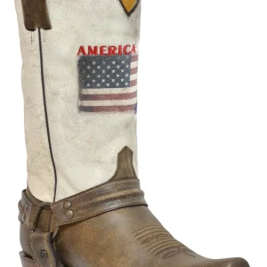 Roper Mens Square Toe Printed Flag 13" Shaft Leather Boots