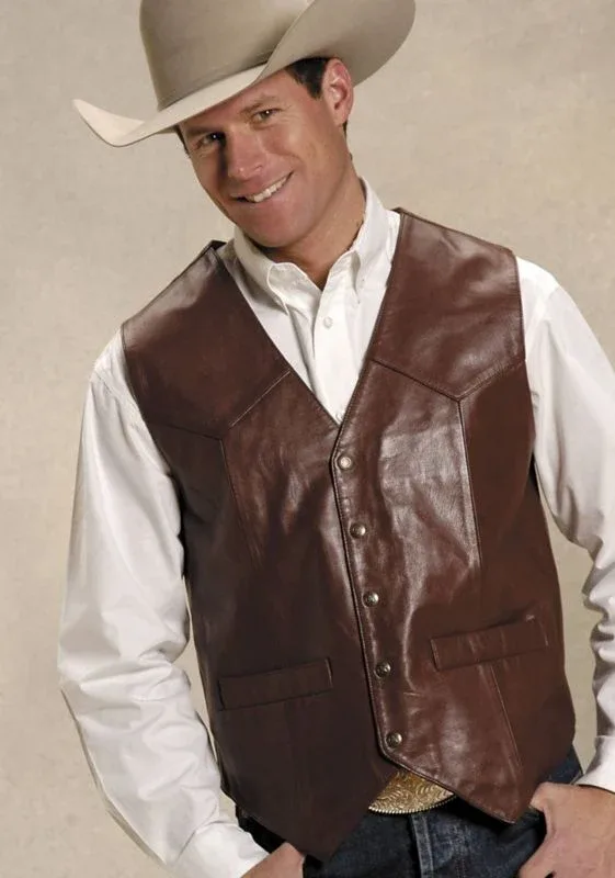 Roper Mens Tall Man Nappa Western Vest XXL Brown - Image 2