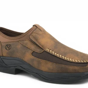 Roper Mens Tan Faux Leather Upper Slip On Shoes