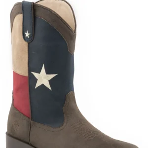 Roper Mens Texas Flag Wide Square Toe Western Boots