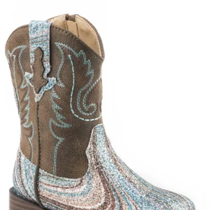 Roper Toddler Brown Shaft With Swirly Glitter Vamp Boots
