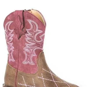 Roper Toddler Cross Cut Sq Toe Boots 5 Brn/Pnk