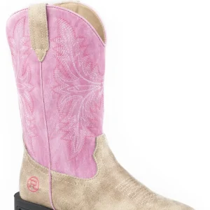 Roper Toddler Girls Pink/Tan Motion Lights Western Boots