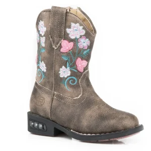Roper Toddler Girls Vintage Brown/Floral Motion Lights Western Boots