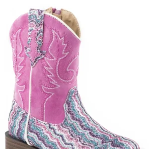 Roper Toddler Pink Shaft With Chevron Glitter Vamp Boots