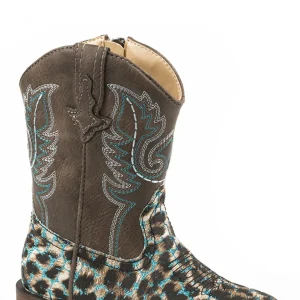 Roper Toddler Turquoise Glitter/Leopard Print Western Boots