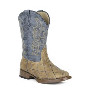 Roper Youth Basic Square Toe Tan/Navy Boots