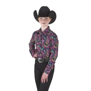 Royal Highness Girl's Florescent Paisley Vented Top