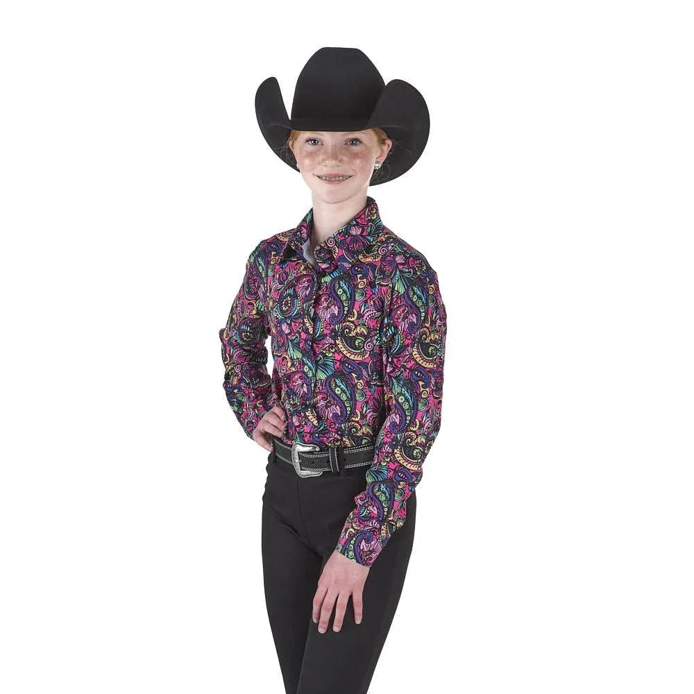 Royal Highness Girl's Florescent Paisley Vented Top