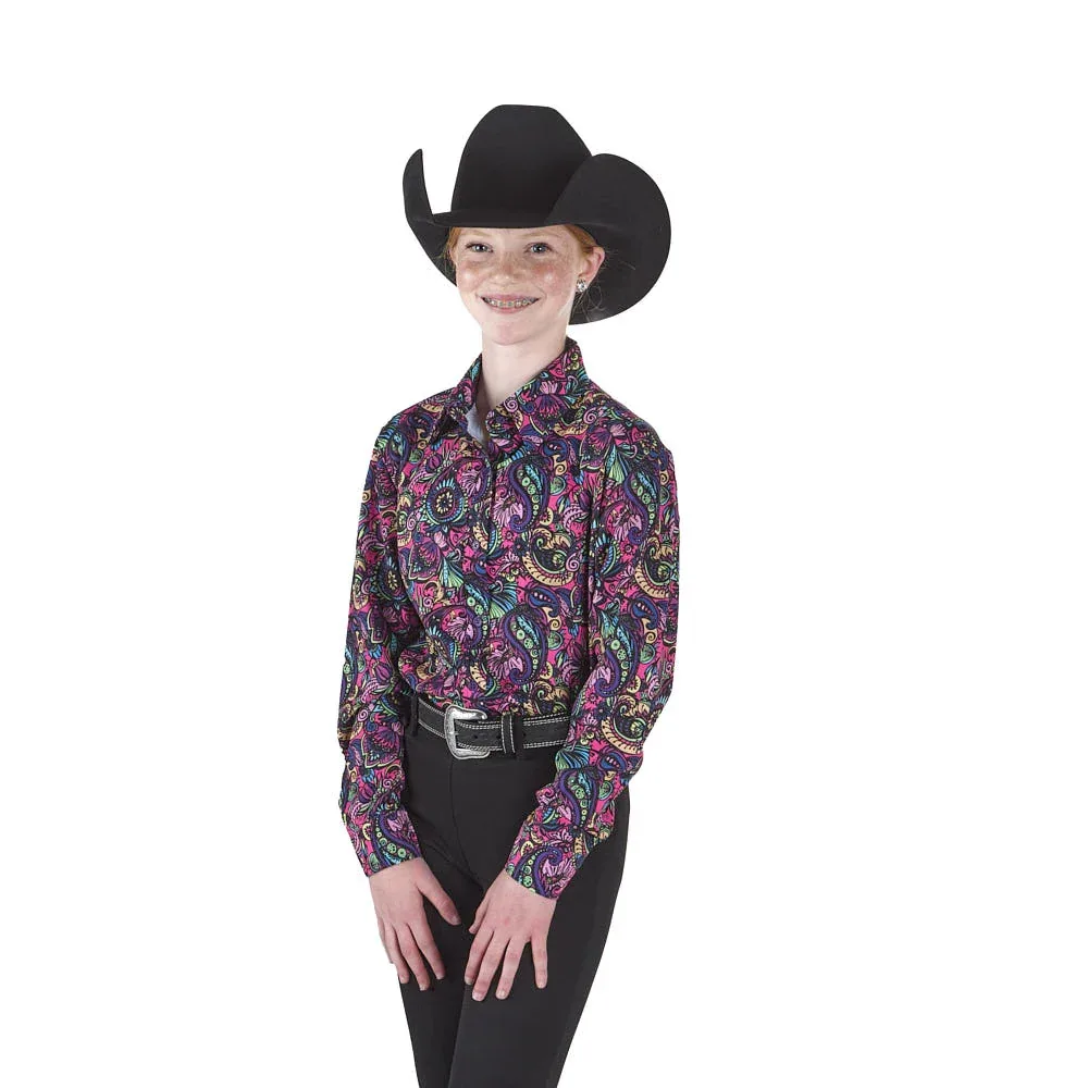 Royal Highness Girl's Florescent Paisley Vented Top - Image 2