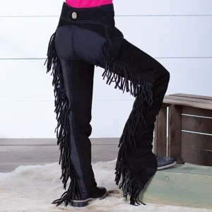 Royal Highness Kids' Premium Black Ultrasuede Chaps W/ Stretch Panel