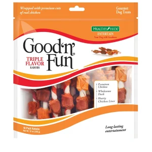 Salix Good 'N' Fun Triple Flavor Kabob Dog Treats Chicken, Duck & Liver 12oz