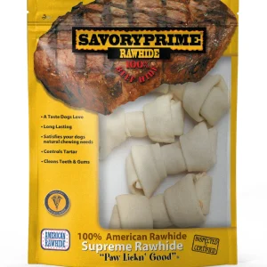 Savory Prime 4-5” AMERICAN Supreme Knotted Bone White for Dogs - 4 pk