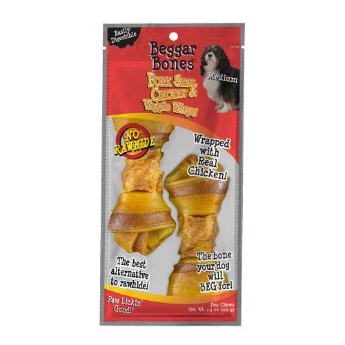 Savory Prime Beggar Bones Pork Skin, Chicken & Veggie Wraps Dog Treats MD 2 pk - Image 2
