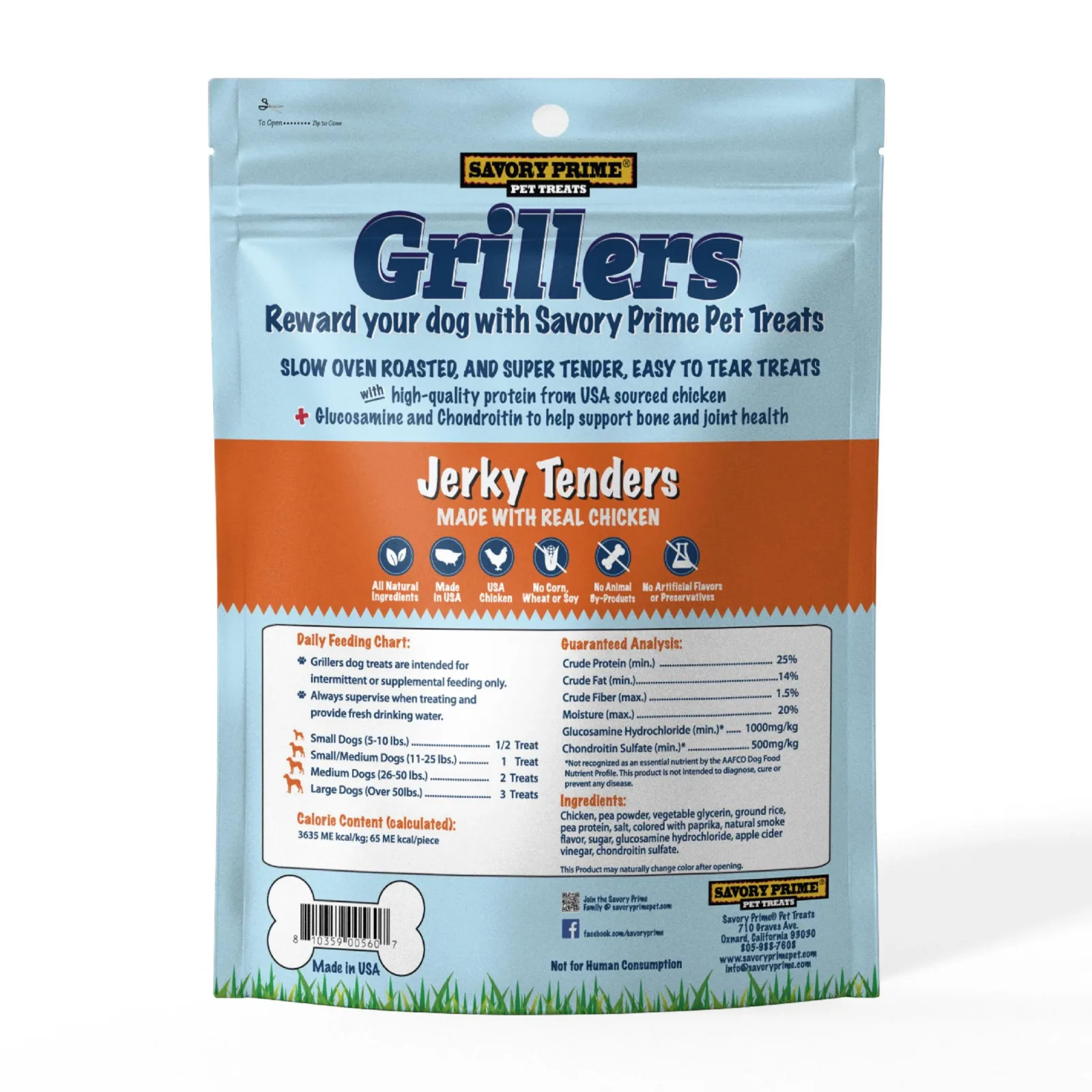 Savory Prime Grillers Chicken Jerky Tenders 8 oz. Dog Treats - Image 2