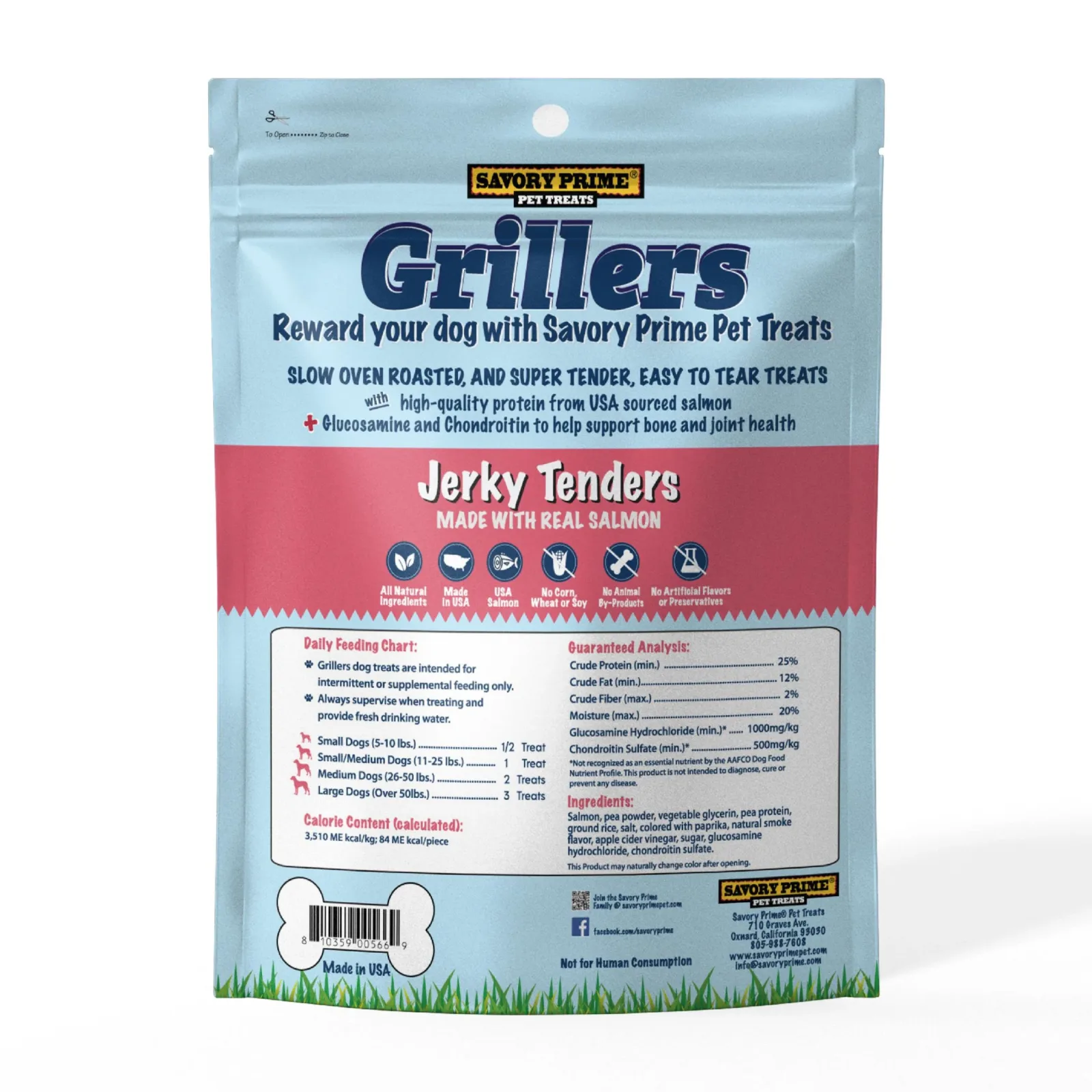 Savory Prime Grillers Salmon Jerky Tenders 8 oz. Dog Treats - Image 2