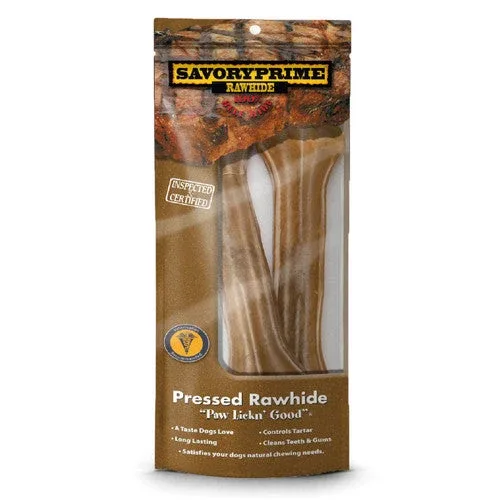 Savory Prime Pressed Rawhide Bones Bagged Natural 8.5 in 2 Pack - Image 2