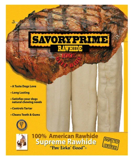 Savory Prime Supreme Rawhide Retriever Roll Natural 6-7 in 3 pk - Image 2