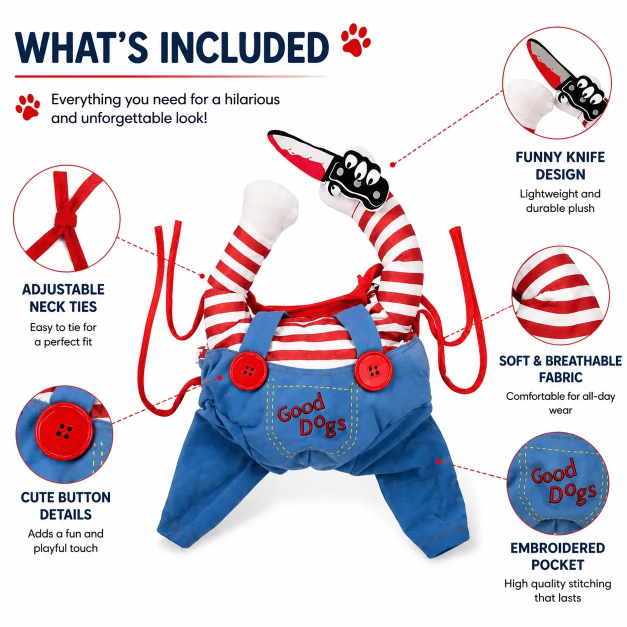 Scary Doll Pet Costume – Funny Halloween Costume for Cats & Dogs - Image 2