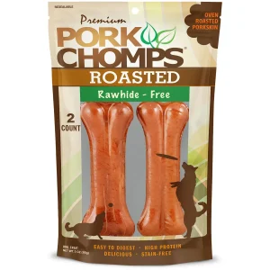 Scott Pet Premium Pork Chomps Roasted Pressed Bone Oven Roasted Porkskin 2 pk, 4.5 in