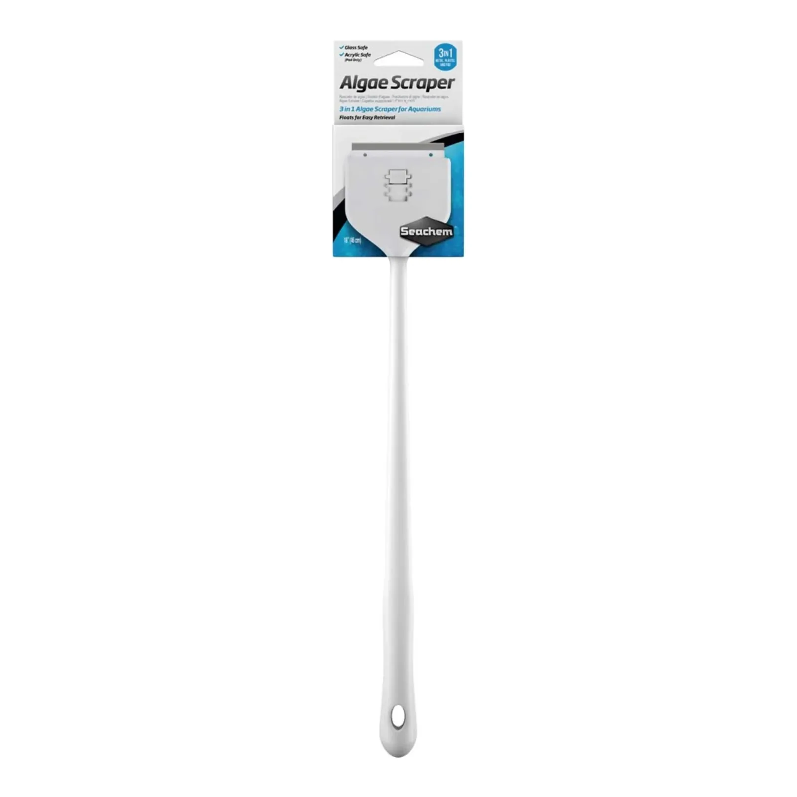 Seachem Laboratories 3-in-1 Algae Scraper for Glass and Acrylic Aquariums, 18 in