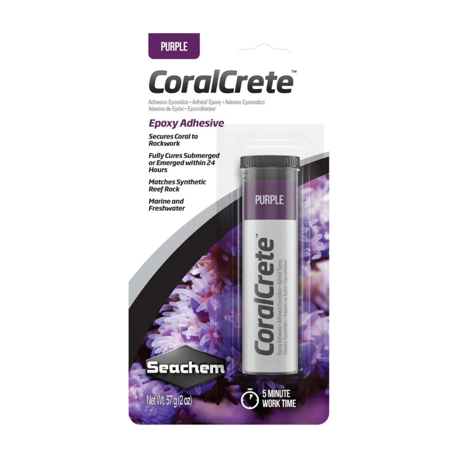 Seachem Laboratories CoralCrete Epoxy Adhesive, Purple, 2 oz