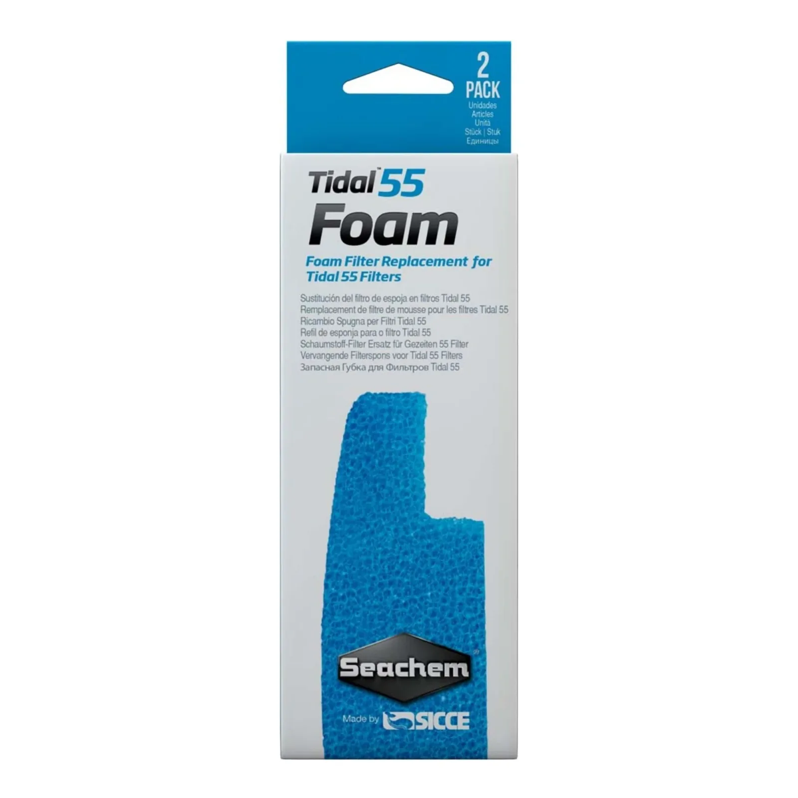 Seachem Laboratories Tidal Foam Sponge For Tidal 55 Filters, Blue, 2 ct