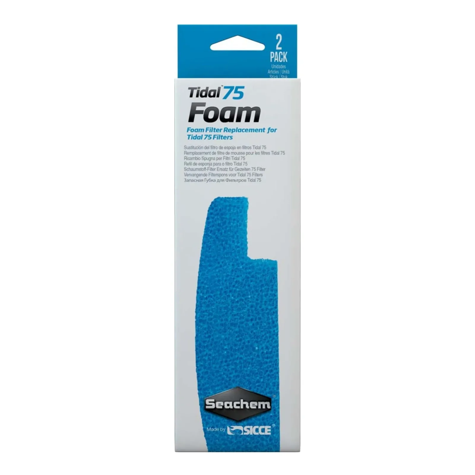 Seachem Laboratories Tidal Foam Sponge For Tidal 75 Filters, Blue, 2 ct