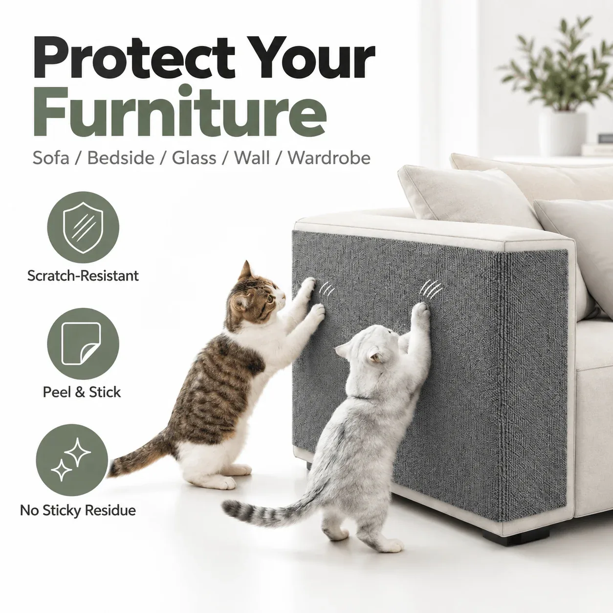 Self-Adhesive Cat Scratching Mat – Sofa & Wall Protector - Image 2