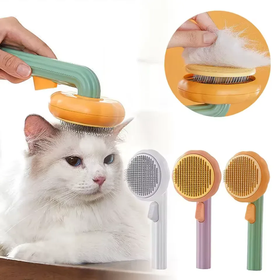 Self Cleaning Slicker Brush for Dogs and Cats – One Click Pet Hair Shedding Comb - Image 2