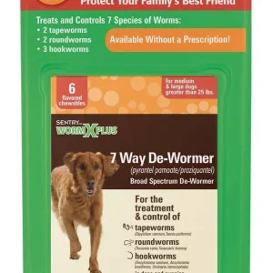 SENTRY Worm X Plus 7 Way De-Wormer for Large Dogs 6 Count