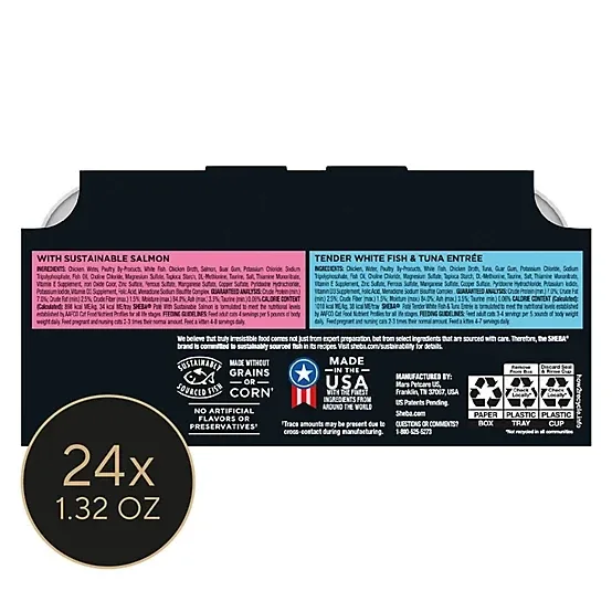 Sheba Perfect Portions All Life Stages Salmon/White Fish Pate Wet Cat Food Variety Pack, 2.6 oz., Pack of 24 Twin-Pack Trays - Image 2