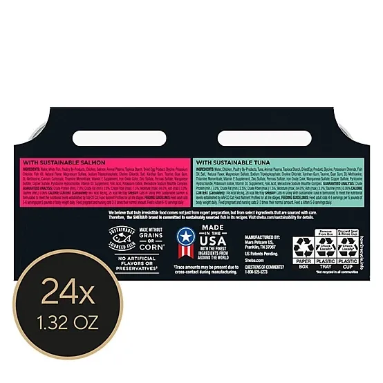 Sheba Perfect Portions All Life Stages Tuna/Salmon Cuts in Gravy Wet Cat Food Pack, 2.6 oz., Pack of 12 Twin-Pack Trays - Image 2