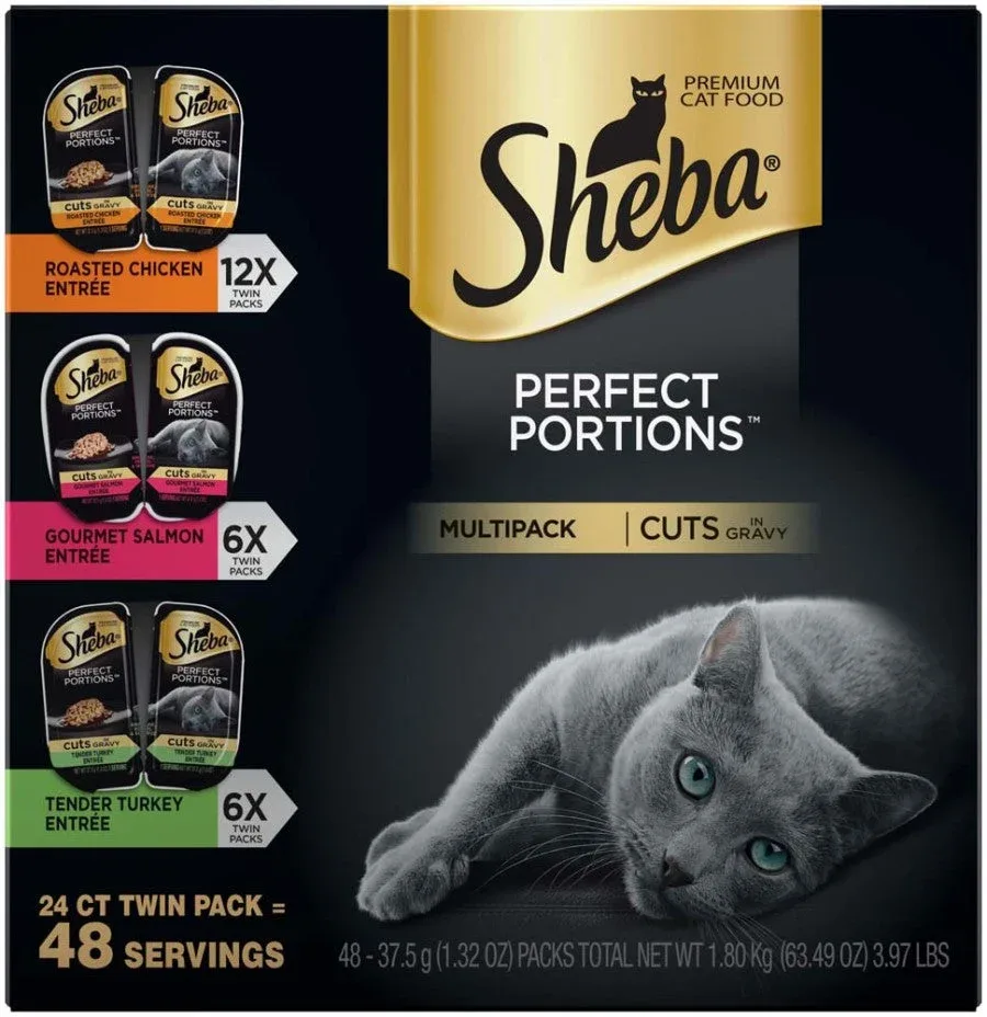Sheba PERFECT PORTIONS Chicken Turkey and Salmon Multipack Cat Wet Food 2.6 oz, 24 pk