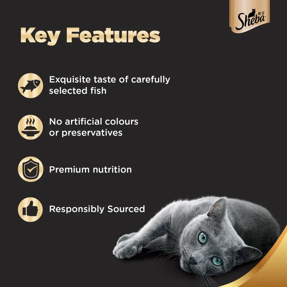 Sheba Skipjack & Salmon, Dry Bonito Flake and Maguro & Bream Fish Mix Premium Cat Wet Food Combo - Image 2