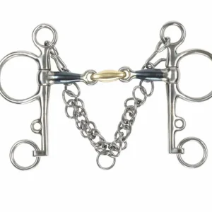 Shires Blue Sweet Iron Pelham w Brass Lozenge