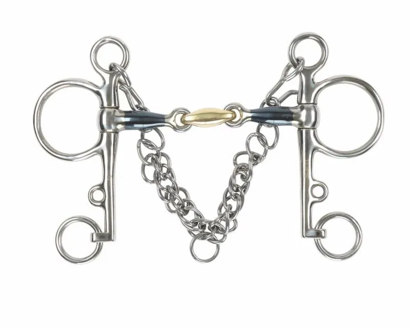 Shires Blue Sweet Iron Pelham w Brass Lozenge