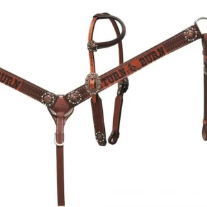 Showman® Copper Shimmer Leather Turn & Burn Headstall & Breast Collar Set